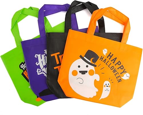 Miniatura 4 de Shindel 24 bolsas de Halloween para dulce o truco, 13 x 10.2 pulgadas, grandes bolsas no tejidas para dulces y golosinas para niños, bolsas de