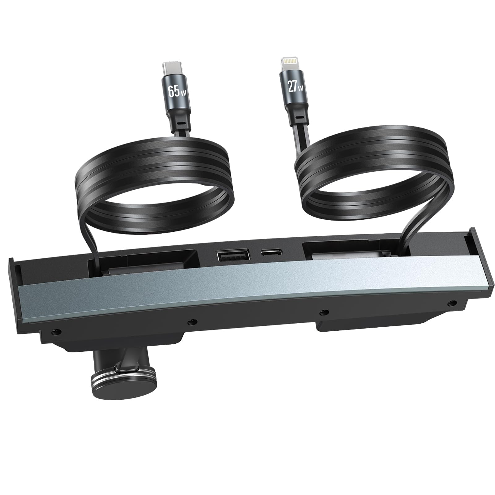 65W USB Hub for Tesla Model 3 (New Model Y Juniper 2024 2025 2026 -Fast Charger Tesla Accessories for Model 3 Highland(New Model Y Juniper) USB Charger Hub 4-Ports Retractable Phone Charger USB Hub