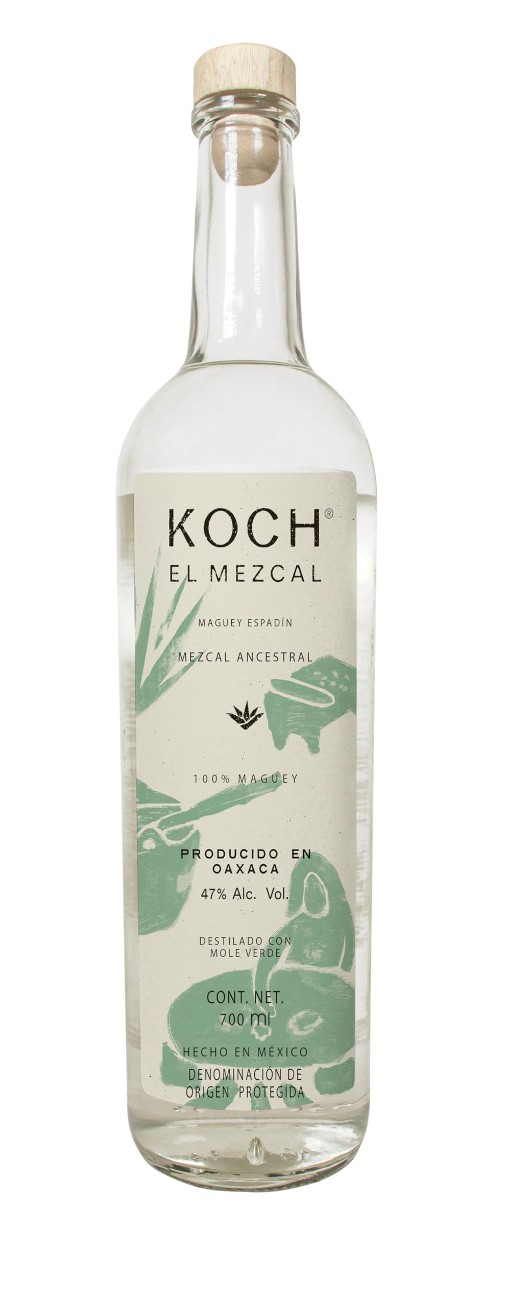 KOCH EL MEZCAL ESPADÍN MOLE VERDE ANCESTRAL - 0,7l - 47% vol. - Mezcal artigianale Agave Maguey Espadín - Oaxaca, Messico