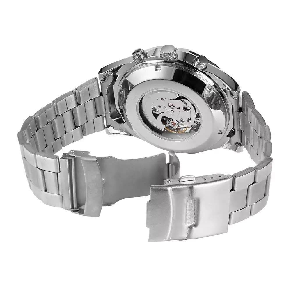 MASTOP Reloj mecánico para hombre, analógico, automático, clásico, de acero inoxidable, para hombre