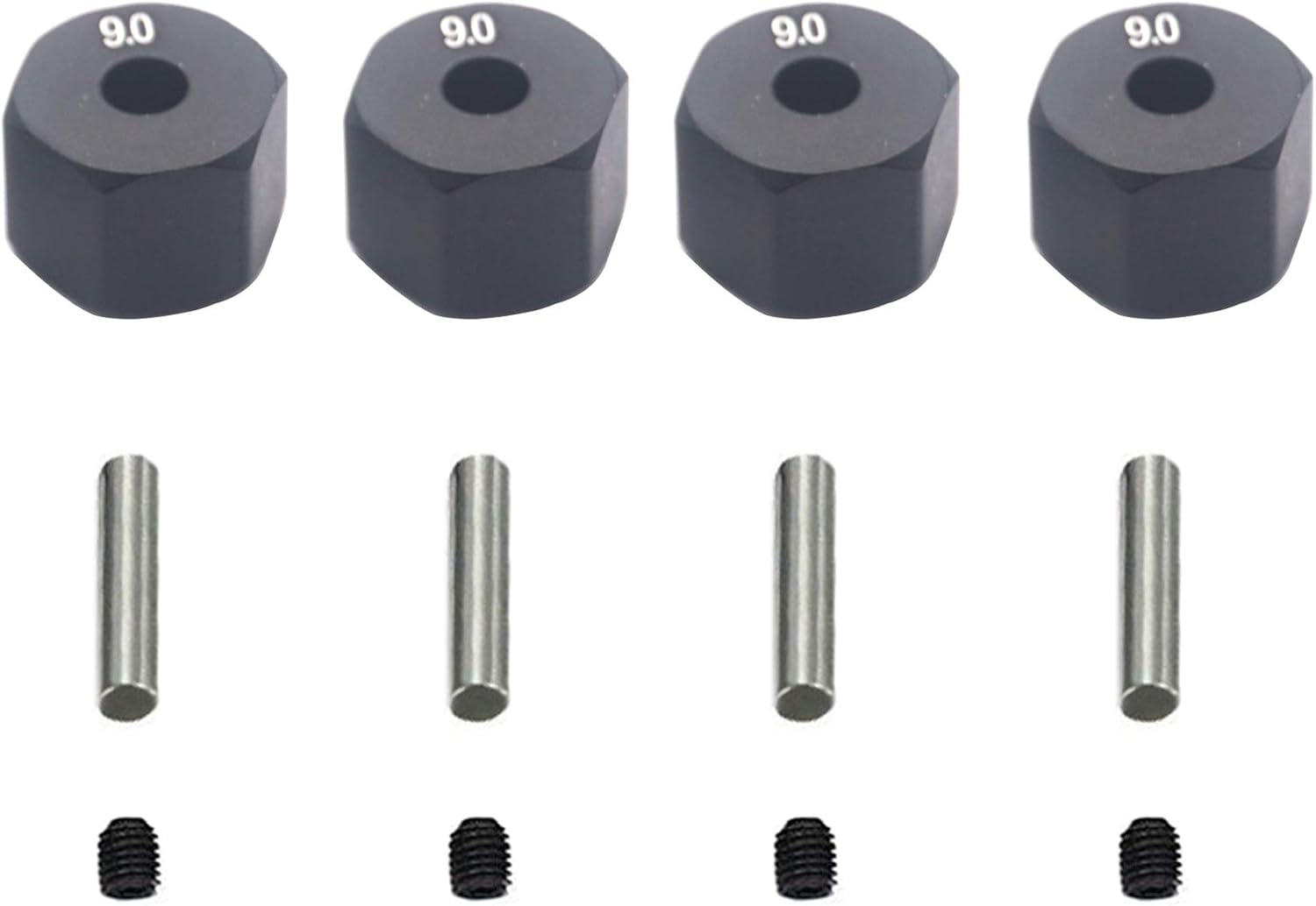 Share Goo Aluminum Alloy 12mm Wheel Drive Hex Hub Adapter with Pins Compatible with Axial SCX10 90046 Tamiya CC01 1/10 RC Crawler Car (9mm Thickness)