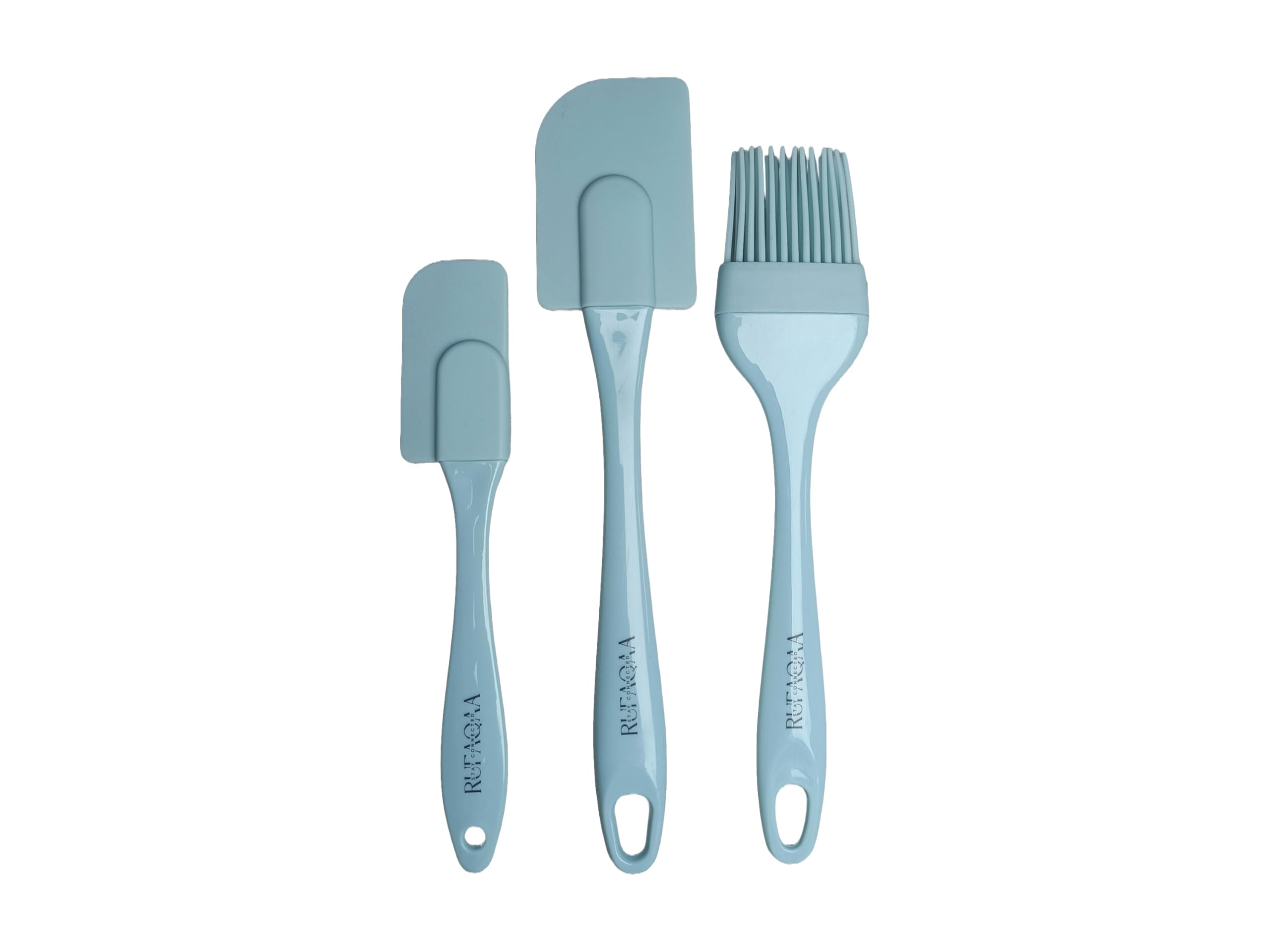 rufaqaa silicone spatula set – 3-piece heat-resistant, non-stick & flexible kitchen utensils for cooking, baking & mixing (blue)