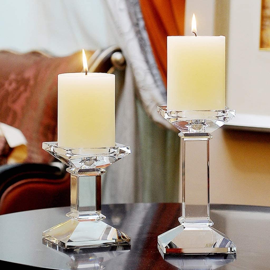 świeczniki Świecznik Świecznik Stojak Świecznik Przezroczyste Szkło Kryształowe Świeczniki Świeczniki Wedding Party Home Decor Stojak na świece (Size : 9x9x13cm)