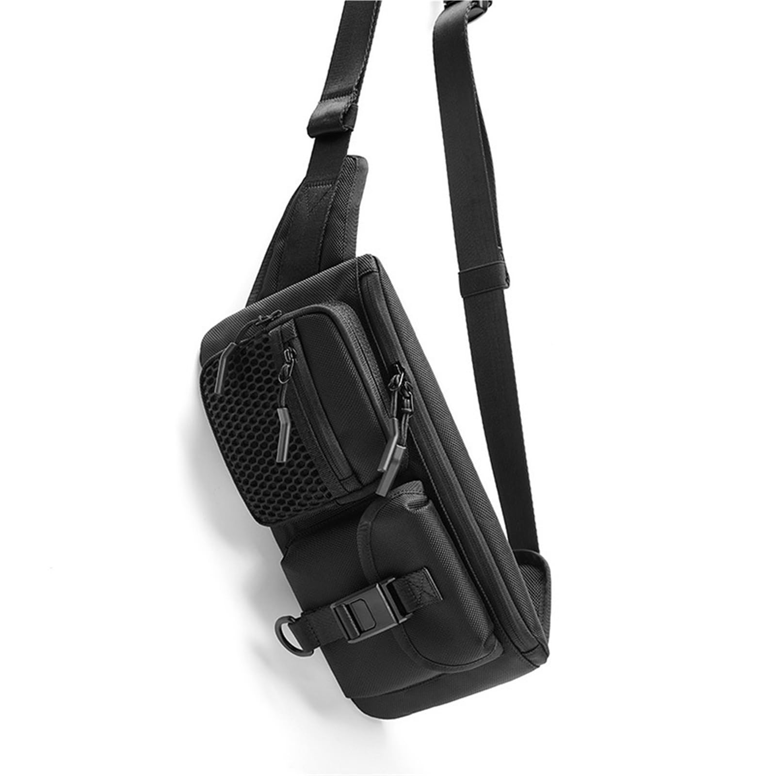 Sportowa wodoodporna torba na klatkę piersiową Oxford – mała torba na talię crossbody w japońskim stylu dla par, Czarny, One Size, Jeden styl