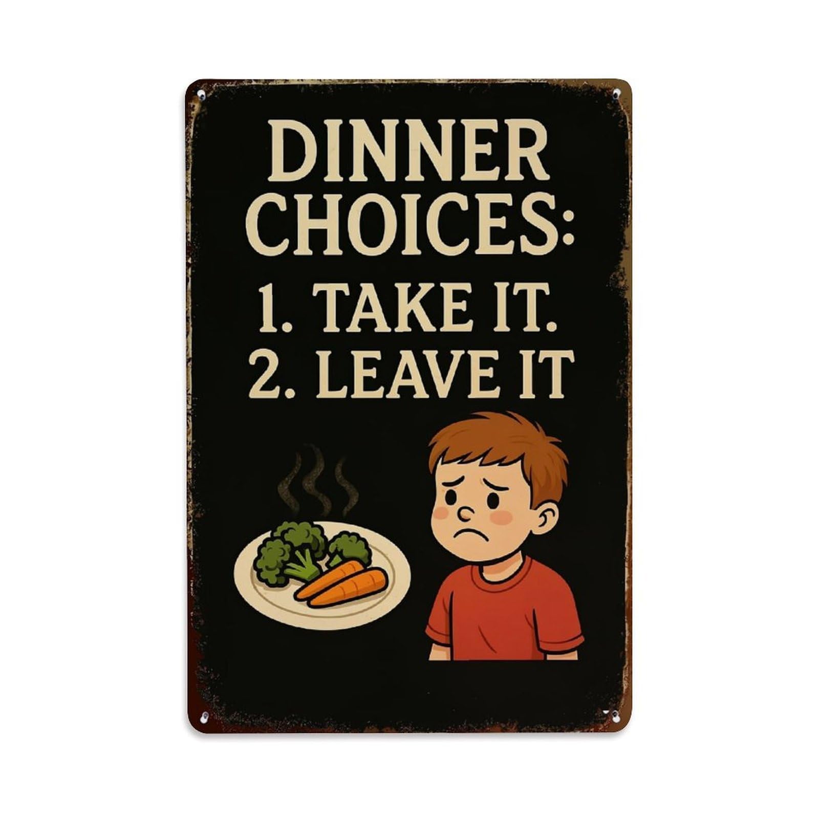 Jdfenggu Vintage Dinner Choices Take It Leave It Retro Metal Tin Sign, Decor Art Poster For Bar, Home, Man Cave, Kitchen, Laundry Room Gift 8X12inch