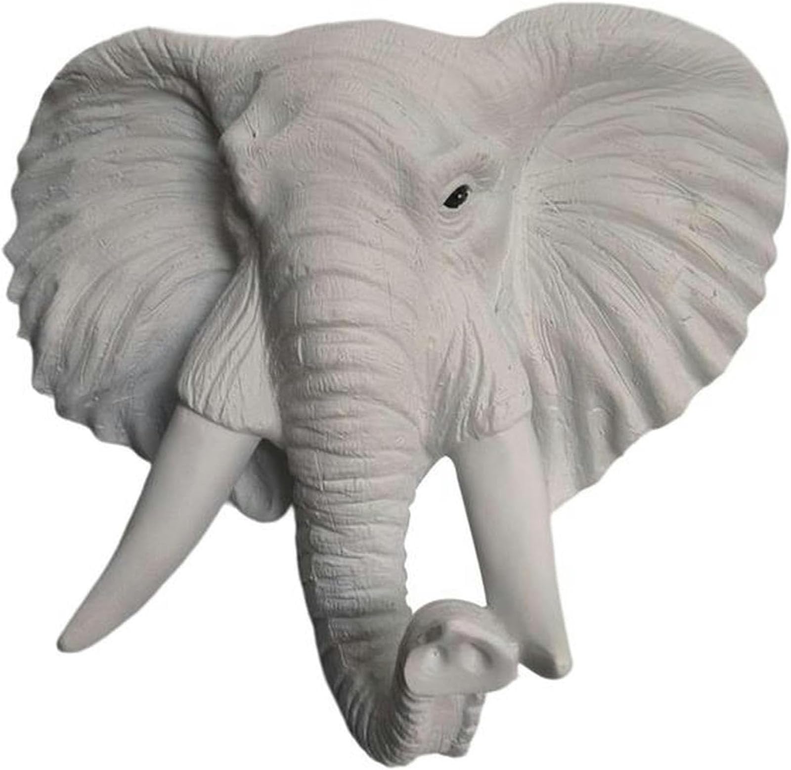 CHJJZXBF Elephant head statue, wall sculpture, artistic bust in resin,White