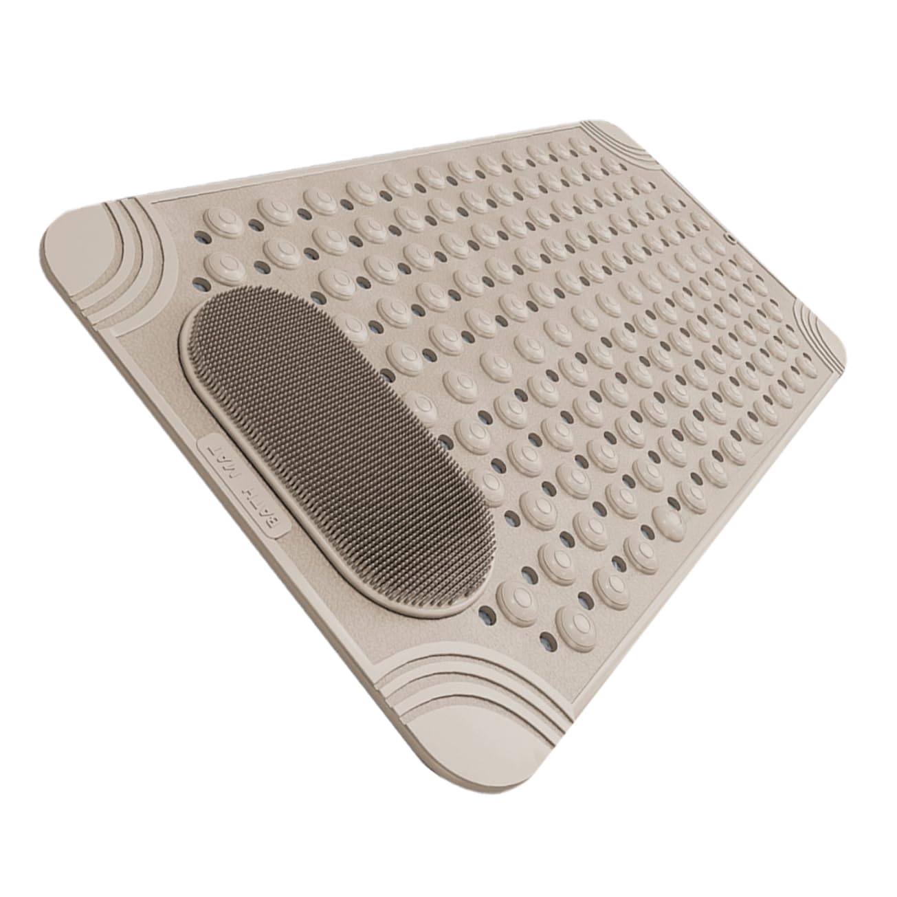 Mobestech Alfombrilla para Ducha Antideslizante de PVC Beige con Ventosas y Orificios de Drenaje, Almohadilla de Masaje para Pies Resistente y Exfoliante para Baño
