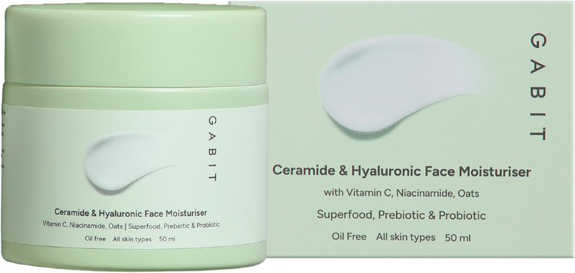 Ceramide & Hyaluronic Face Moisturiser | Lightweight Moisturizer to Hydrate & Brighten Skin | With Vitamin C, Niacinamide, Oats | For Women and Men | Oil Free for All Skin Types | 50ml (1)