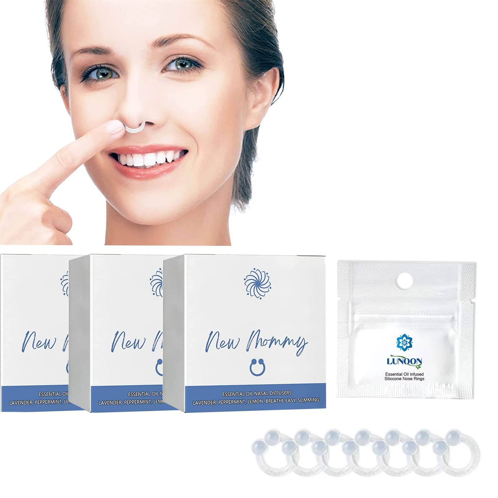 Superslim Tightening-Detox Essential Oil Ring,Super Slim New Mommy Nose Ring,Get in Shape in 3-6 Weeks (3 boxes - 21 pcs)