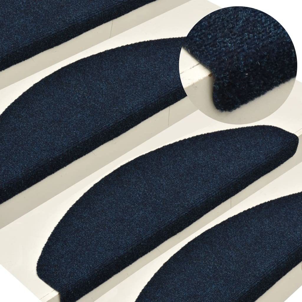 Alfombrillas de seguridad para escaleras autoadhesivas en azul oscuro con borde de protección