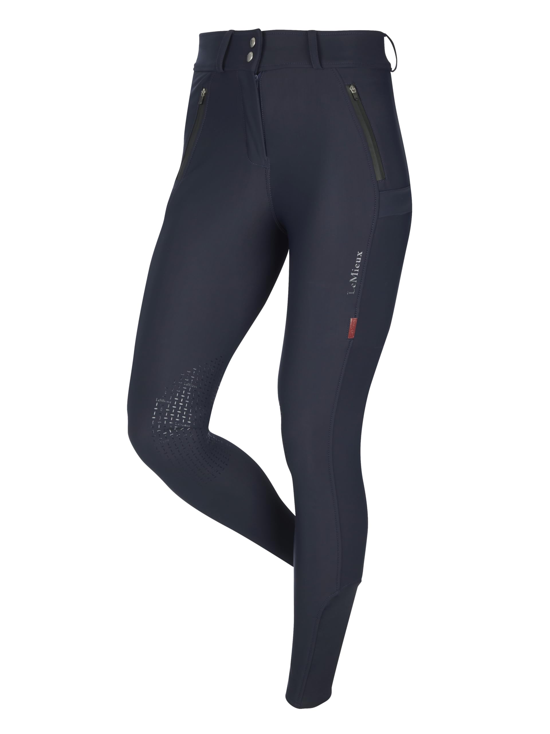 LeMieux Drytex Waterproof Breeches - Knee Grip Silicone Print - Soft Fleece Lining - Navy - UK10