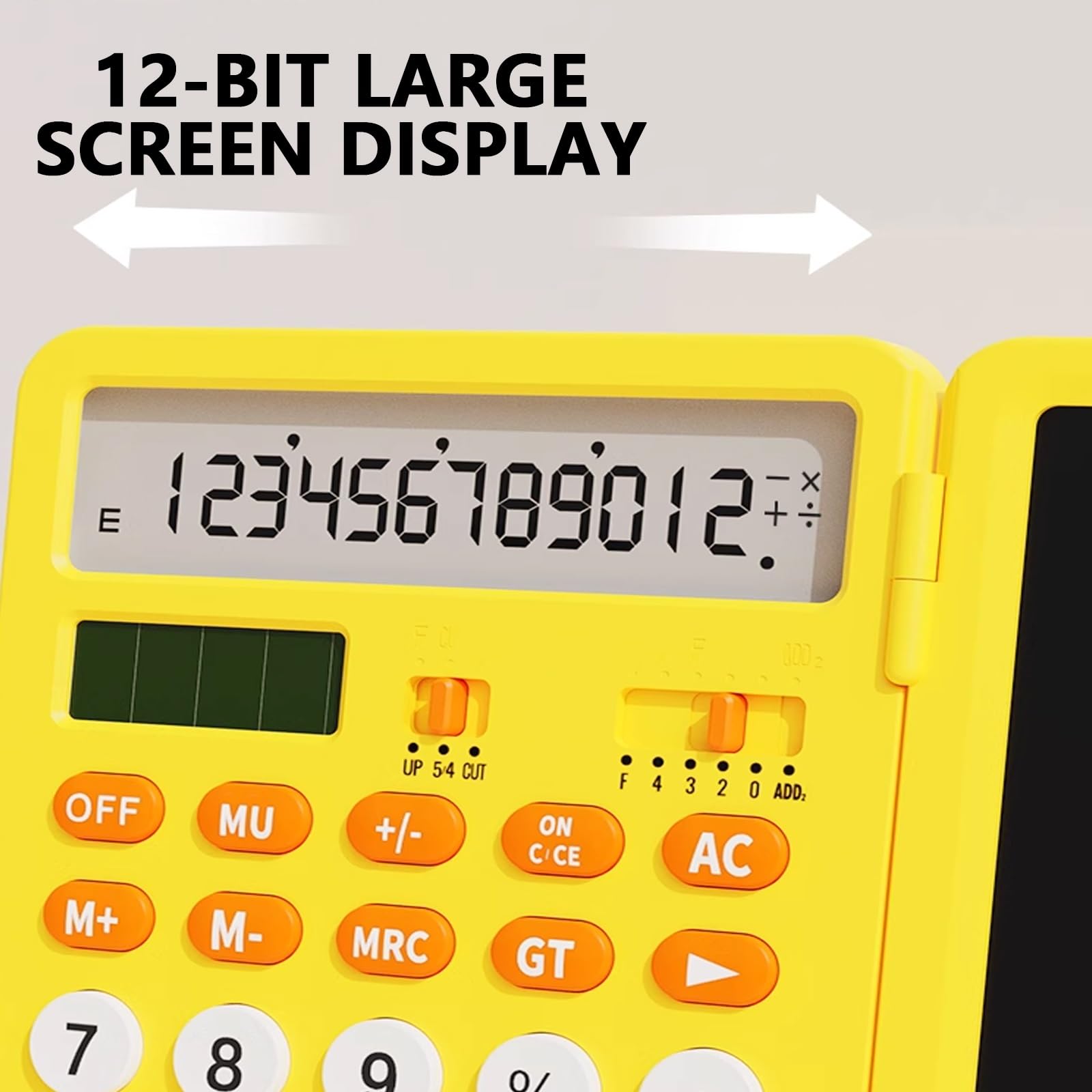 Calculatrice Scientifique Écran LCD à 12 Chiffres Rechargeable avec Tablette Écritoire Calculette Simple 15.2×18cm，Approprié L'école la Maison Le Bureau(Yellow)