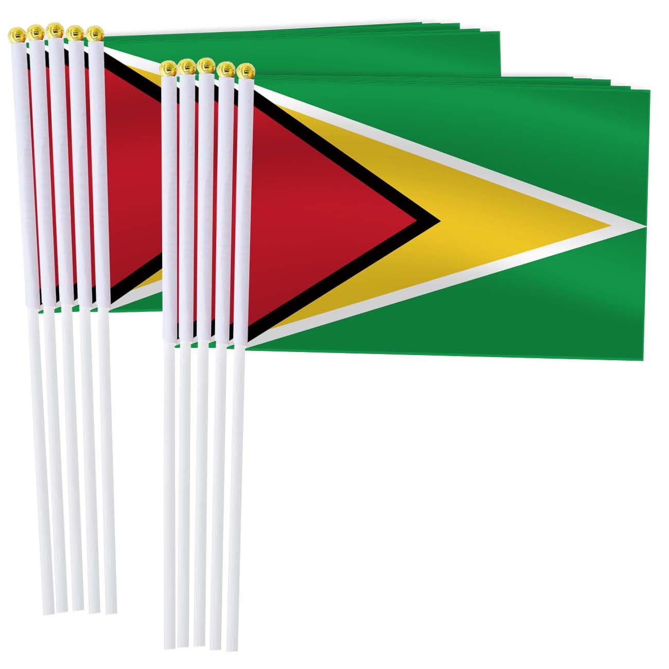 25 Pack Guyana Handheld Small Flag,Mini Guyanese Hand Held Miniature Stick Decor โ image 1