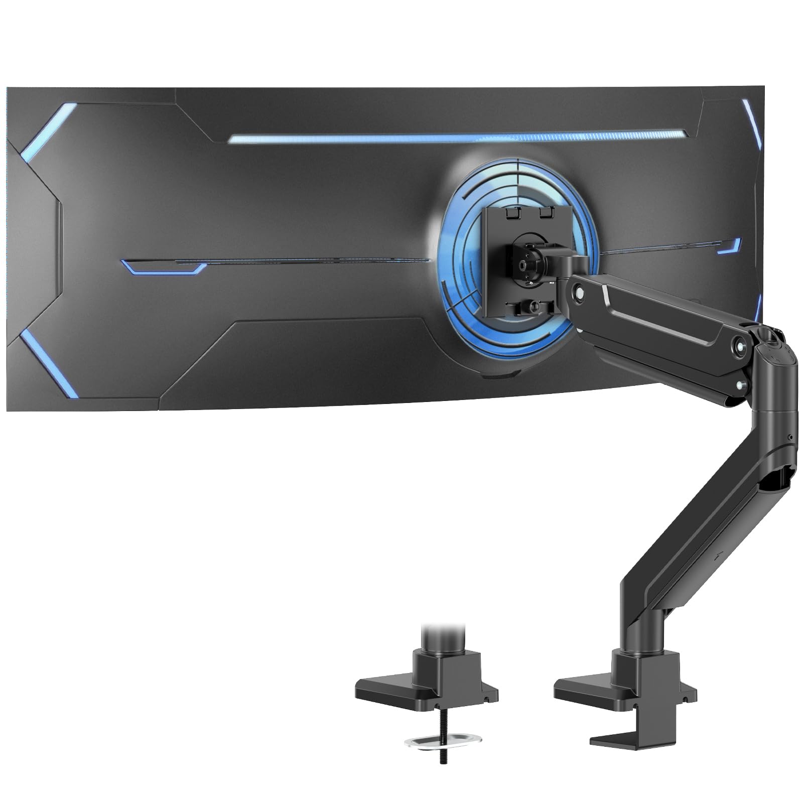 PUTORSEN 17-49 Zoll Monitor Halterung, Max 20 KG, Premium Aluminium Bildschirmhalterung for Flat/Curved Monitor with VESA 75 * 75/100 * 100 mm, Gasfeder Monitr Tischhalterung