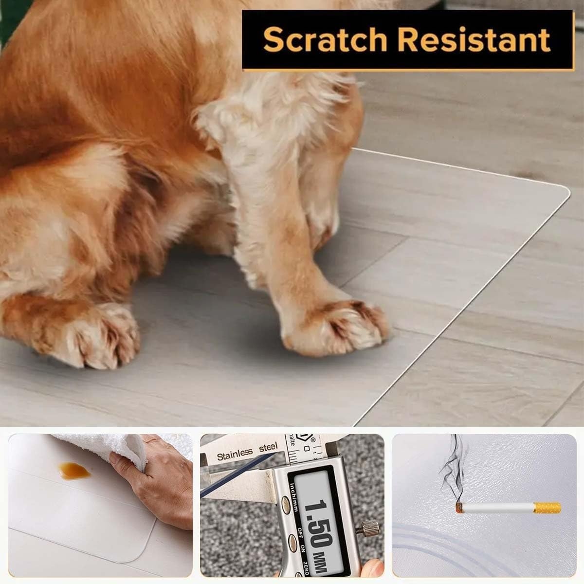 Tapis de Sol Transparent pour Sols Durs, Tapis de Chaise Imperméable de Bureau, Tapis de Protection Antidérapants pour Chambre et Salon 40x60 80x120 120x150cm(90cm x 200cm)