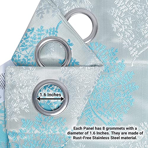 Image of Homestan Jacquard Long Door Curtains 9 Feet Long Set of 1, Elegant Screen for Door with Grommet for Home Decor (9x4 Feet, Aqua)