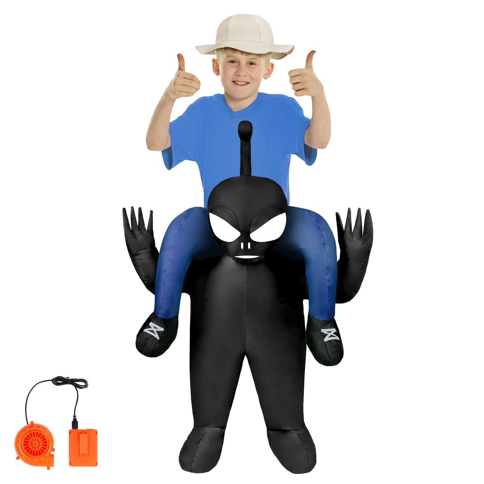 AYBUY Alien Costume, Alien Kidnapping Inflatable Costume Blow up Fancy Dress for Children, Funny Ride-on Halloween Costumes for Halloween Cosplay Masquerade Party, Black — image 1