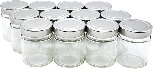 12 botellas de especias de vidrio de 5 onzas con tapas de metal plateado U-Pack