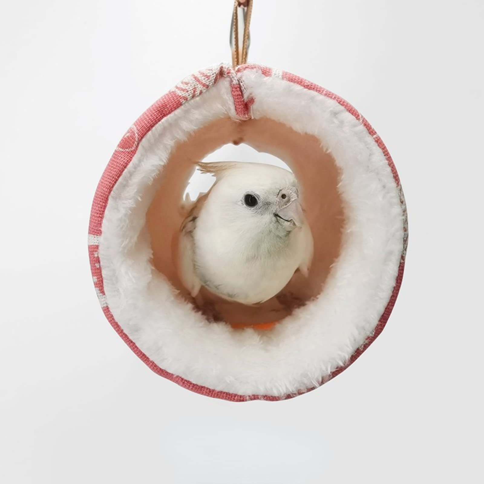 Bird Nest House Hut Hammock, Winter Warm Nest, Snuggle Bird Hammock Hanging Happy Hut Bird Parrot Hideaway Cage Toy for Parrot Budgies Parakeet Cockatiels Conure Lovebird Finch (Large, Light Pink)