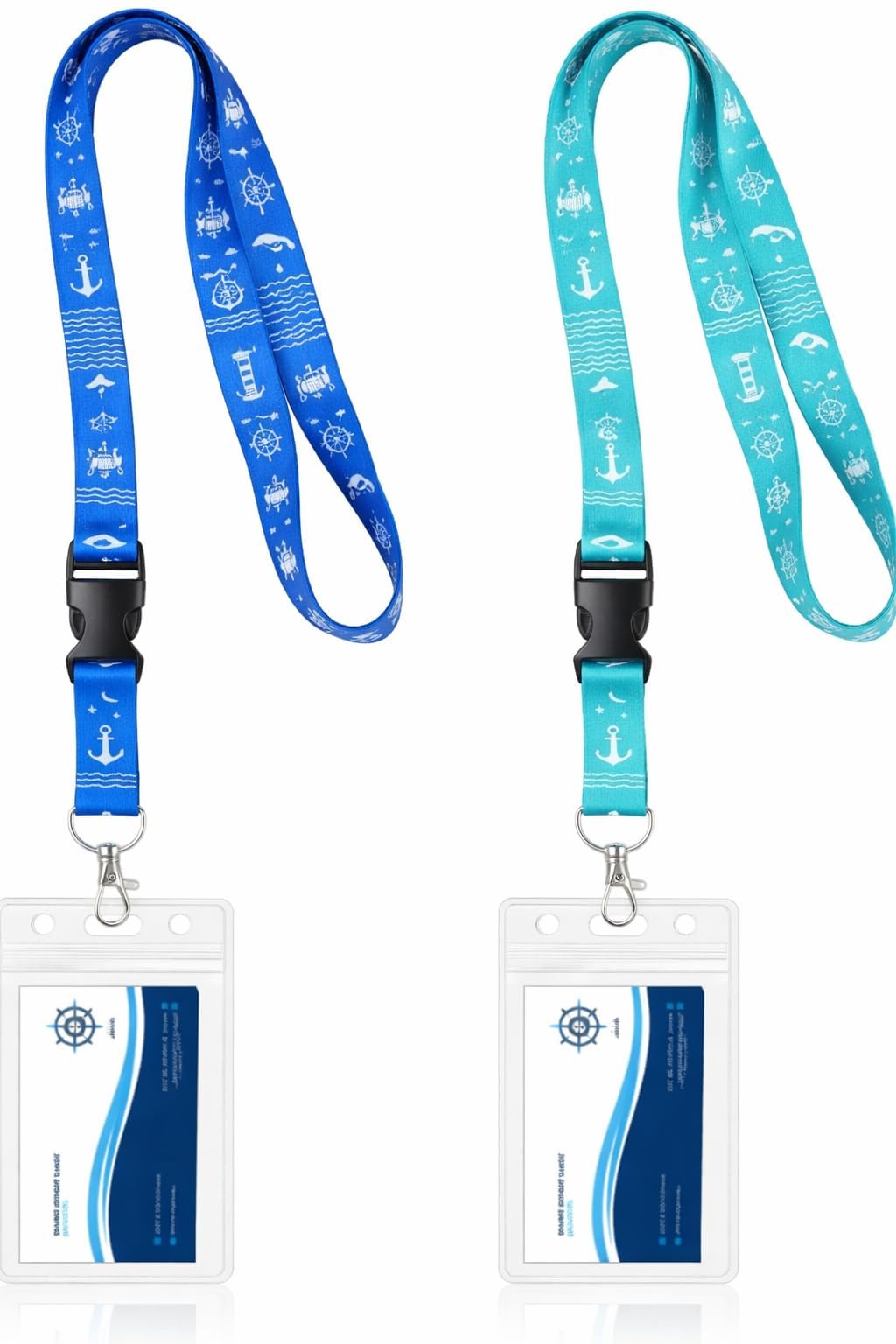 2PCS Universal Cruise Lanyard with Waterproof PVC Cruise Card Holder | 2 Colors Soft Cruise Lanyards and Card Holders Ship Essentials Accessory for All Cruise Ship Key Cards (Light Blue+Green) — image 1