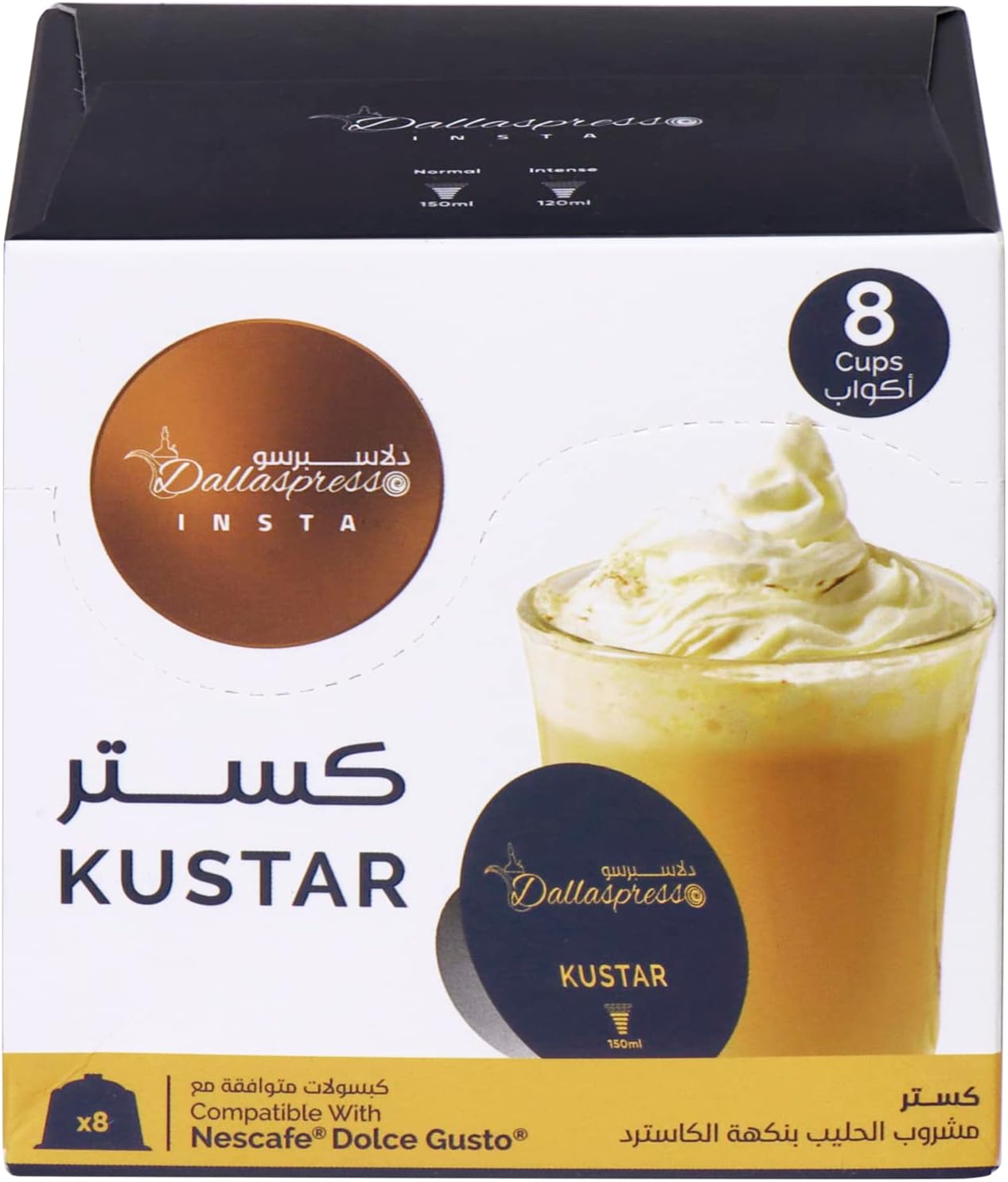 Dallaspresso KUSTAR, Dolce Gusto Compatible Latte Capsules, Custard lattee Capsules, 8 Capsules