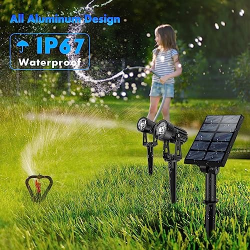 Falove Solar Landscape Lights, Solar Spotlights Outdoor Waterproof, 2 In 1 Auto On/Off 2 Lighting Brightness Solar Powered Spot Lights Outdoor For Outside Garden Yard,Solar Uplights For Trees Flag #TOP1