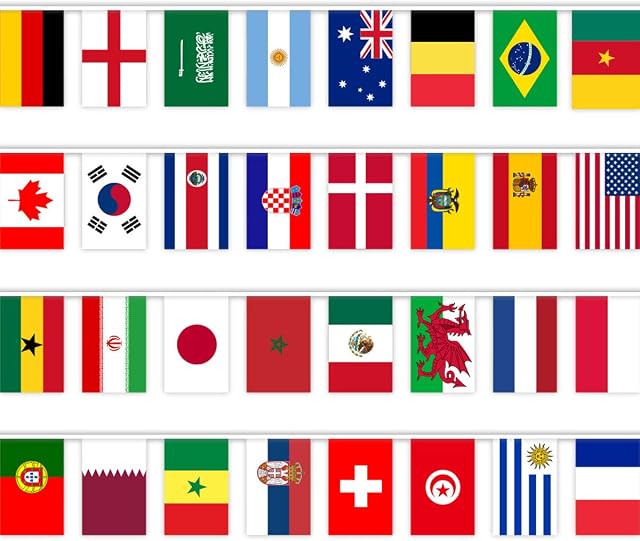 World Cup Football 2022 Bunting Banner,Flags of the world Bunting,World Cup 32 Countries Flags Bunting International Bunting Banner for Garden Bar Restaurant Street Party, Eurovision Party Decorations