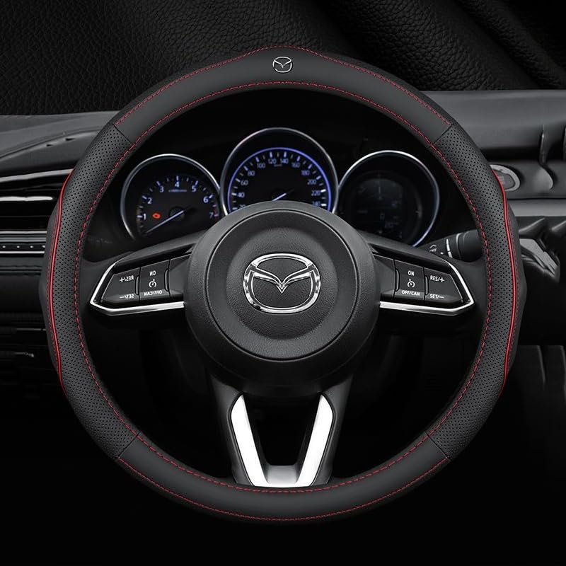 Funda Volante Coche Mazda, Cubre Funda Protección Volante Antideslizante para Mazda CX-3, CX-30, CX-5 y CX-50, Cuero Cubierta Volante Accesorios Coches Interior Decoracion
