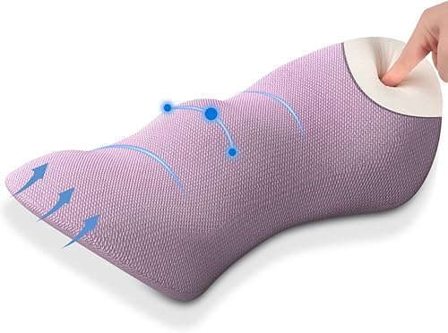 kasney CMFY - Almohada de apoyo lumbar ergonómica de espuma viscoelástica, alivia el dolor de espalda, transpirable y desmontable y lavable,