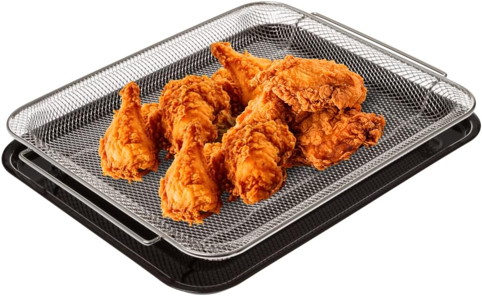 GE Appliances Air Fryer Basket and Tray Set for Oven, 15×12 Inch, 360° Heat Circulation for Crispy Results, Oven Safe to 500°F, Dishwasher Safe, Crumb Tray, Fits Most Ovens, PM48X120 GE Appliances Air Fryer Basket and Tray Set for Oven, 15×12 Inch, 360° Heat Circulation for Crispy Results, Oven Safe to 500°F, Dishwasher Safe, Crumb Tray, Fits Most Ovens, PM48X120