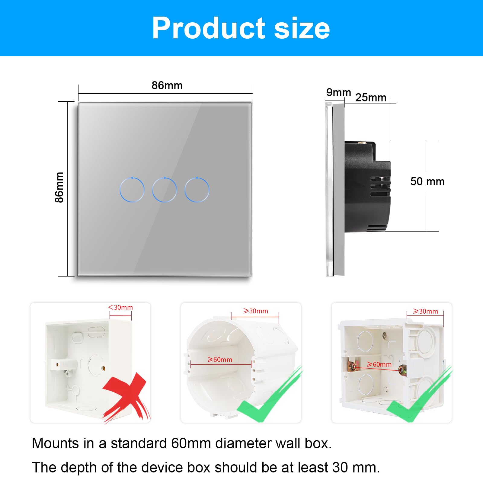 CNBINGO Smart Dimmer Switch for Dimmable LED Light, Voice Control by Alexa, Remote Control by Smart Life App, WiFi Touch Light Switch with Glass Wall Plate, Backlight, Neutral Wire Required - Image 2