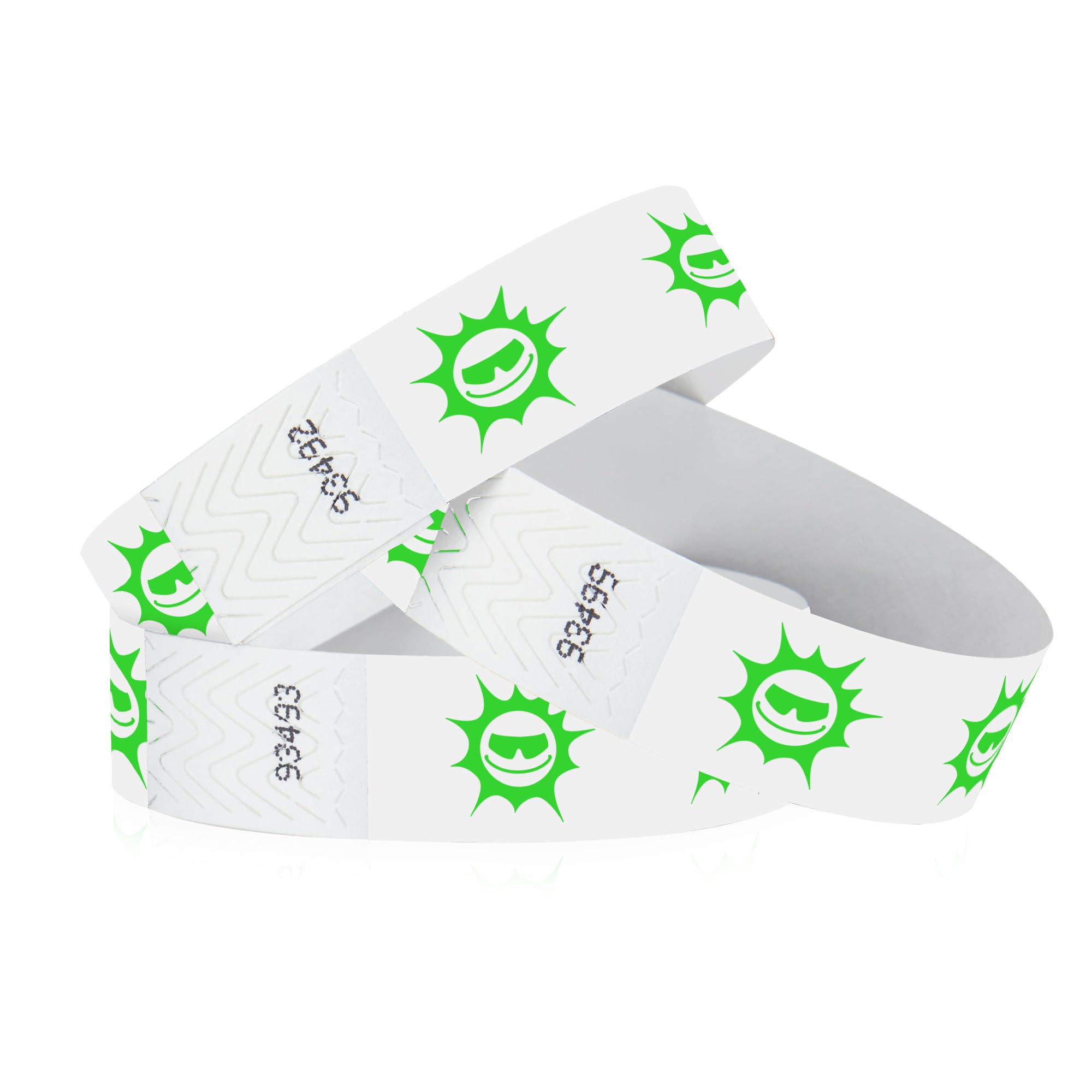 500 WristCo Green Sun Tyvek Wristbands for Events – Security Cuts & Tamper-Proof Design to Prevent Reuse – Premium-Grade Bracelets for Hospital &