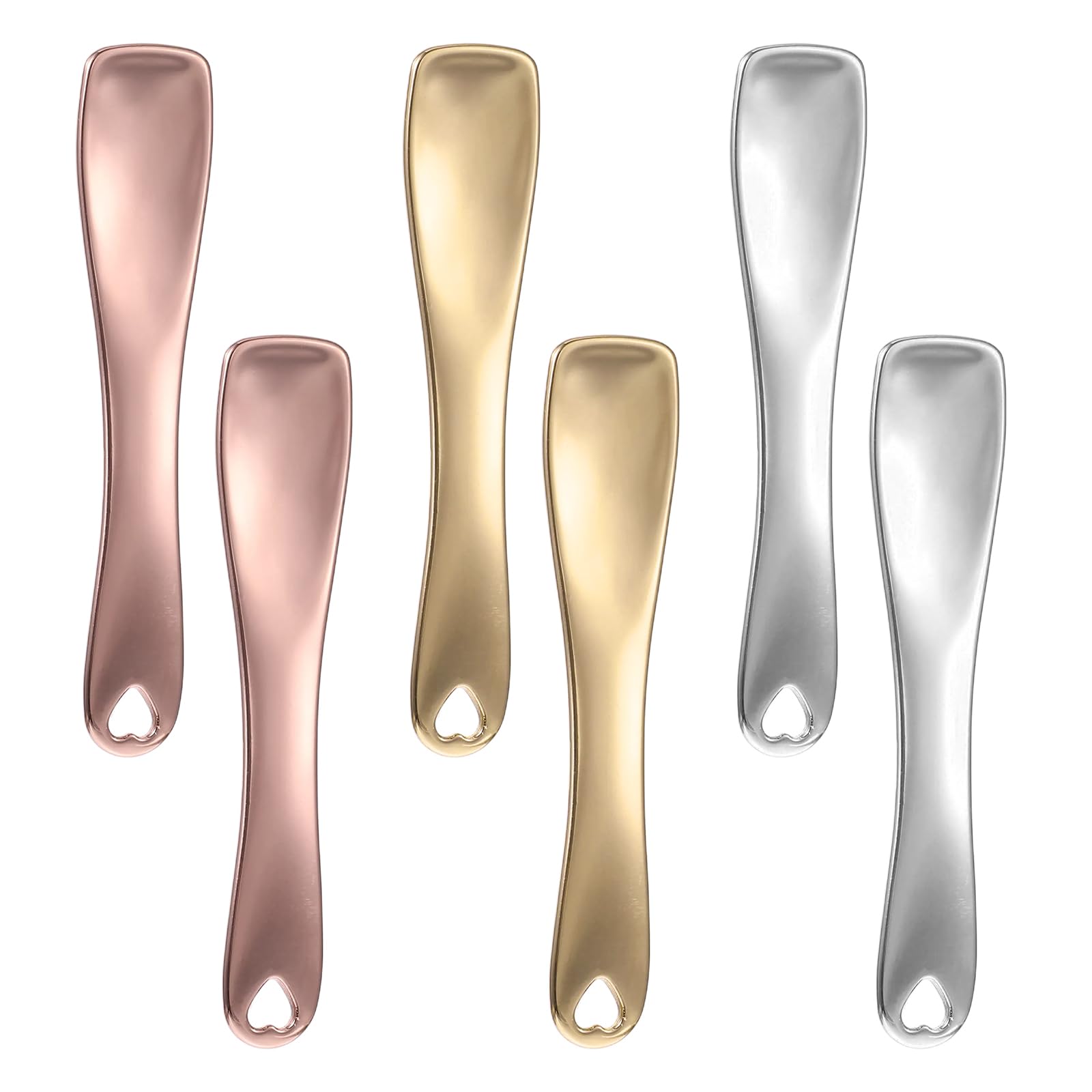 6 Pack Make up Spatula Metal Cosmetic Spatula for Skincare, Mini Cosmetic Scoops Reusable Face Mask Applicator for Facial Mask Cream Moisturizers Lotions