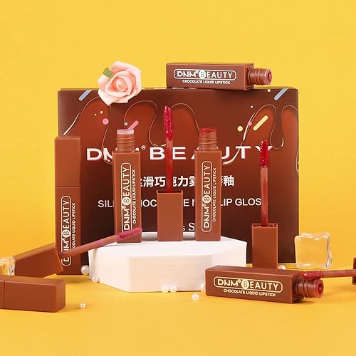 Miniatura 7 de Juego de 6 lápices labiales líquidos de color chocolate mate, brillo de labios, para mujeres, color rojo oscuro profundo, 24 horas de permanencia en
