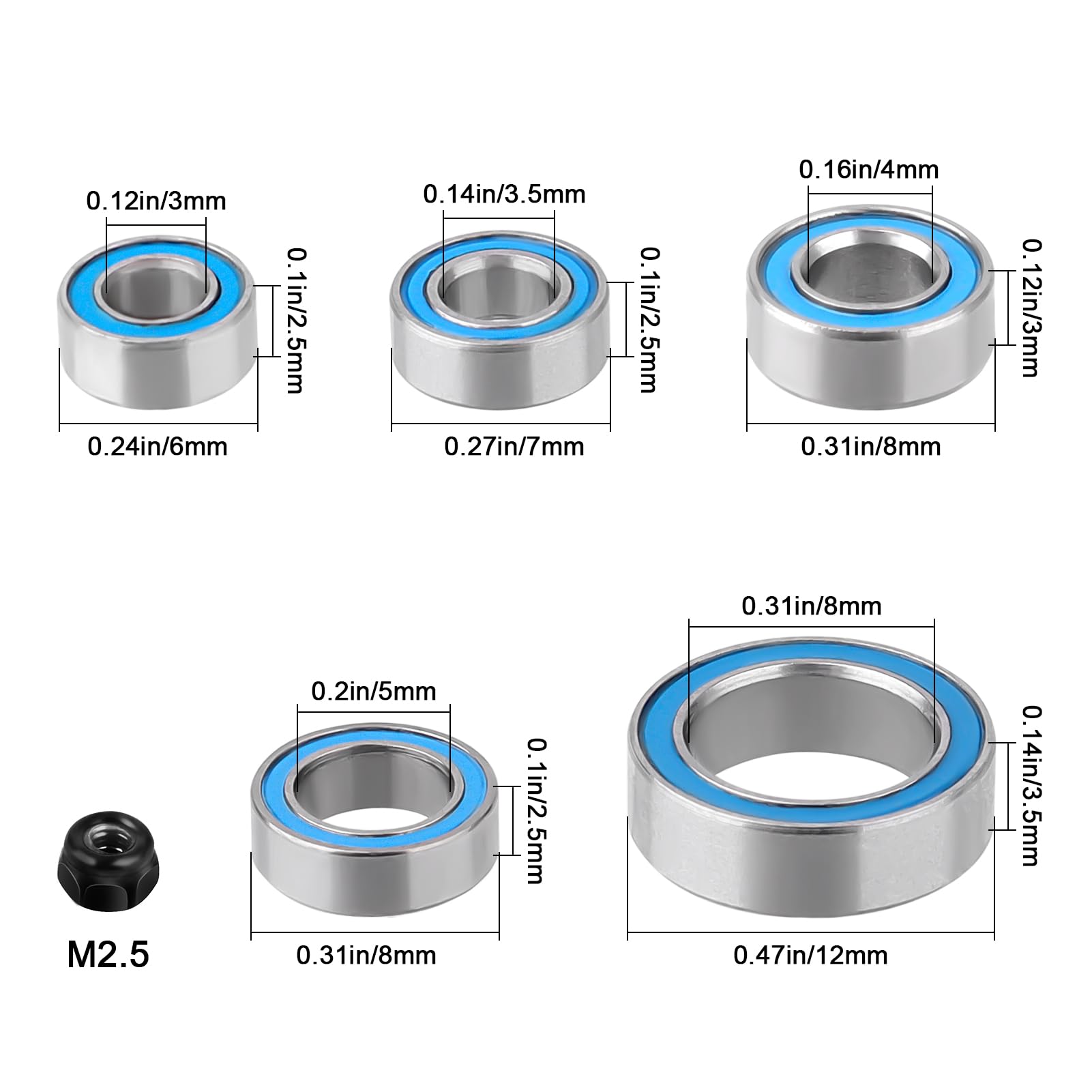 CrazyHobby 22PCS RC Bearing Kit Steel Sealed for TRX4M TRX4MT High Trail K10 F150 Defender Bronco 1/18 RC Crawler & Monster Truck Upgrade Parts