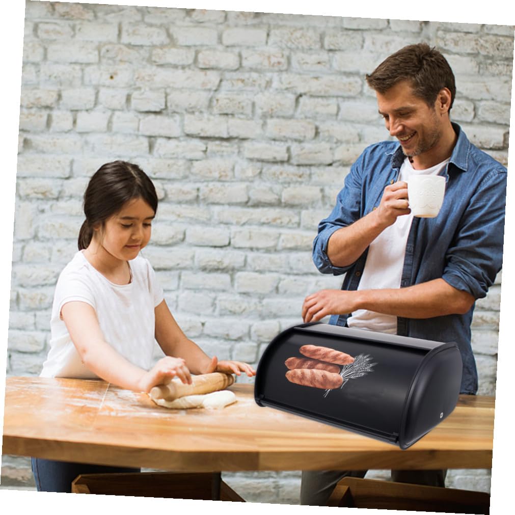 TEHAUX Metall Brotkasten mit Frontöffnung Platzsparende Aufbewahrungsbox aus Gebürstetem Metall Große Kapazität für Brot Gebäck und Küchenutensilien Vielseitig für Haushalt und Bäckerei