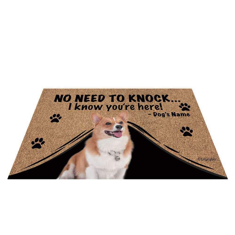 BAGEYOU Personalized Dog's Name Outdoor Doormat with My Love Dog Corgi Welcome Floor Mat Not Need to Knock I Know You're Here 27.5" x 17.7" — image 1