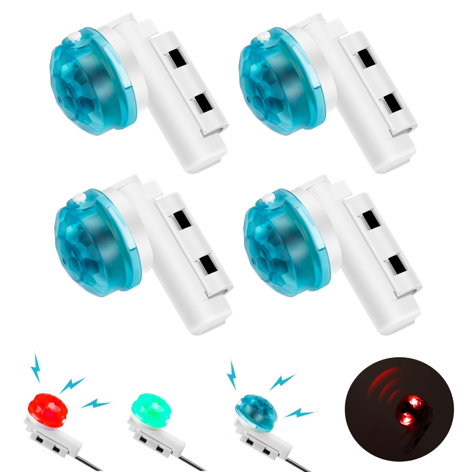 Lot de 4 détecteurs de touche électroniques pour la pêche, détecteurs de touche LED pour pointes de canne à pêche, alarme de touche pour la pêche de jour/nuit