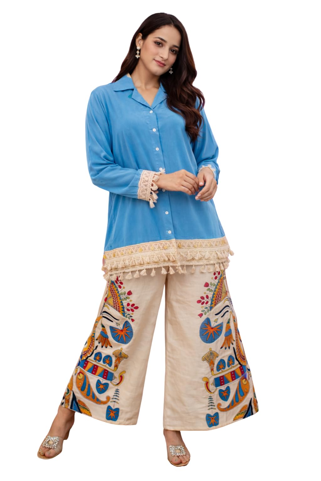 shrisay creation Women Rayon Silk Printed Work Co-Ord Set Collor Neck & 3/4 Sleeve Lightweight & Breathable Fabric-picture-27