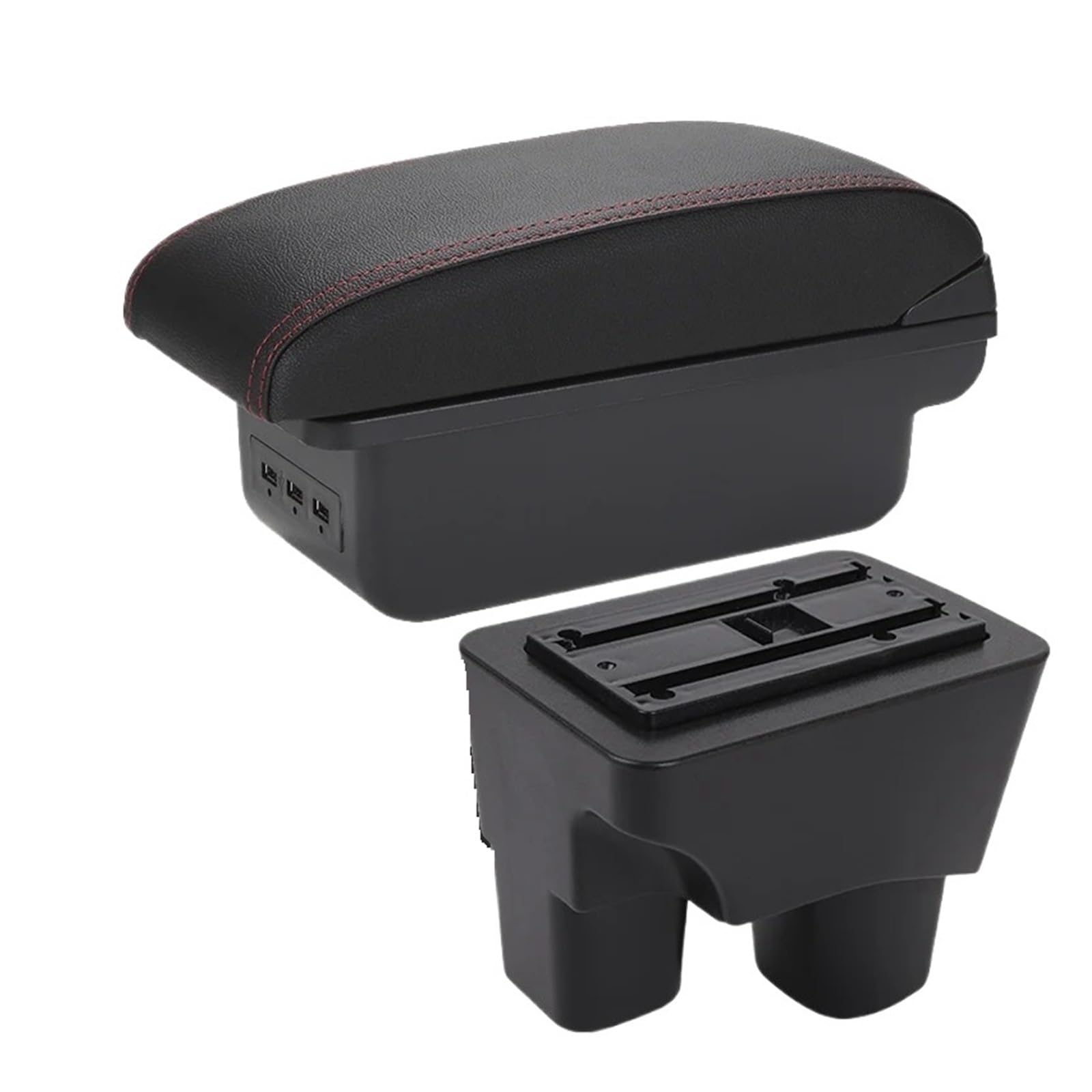 UMDJJU For Chevrolet For Onix 2020-2024 Car Armrest Storage Box Interior Retrofit Parts Accessories Car Centre Console Armrest Box(B1 Black red 3USB)