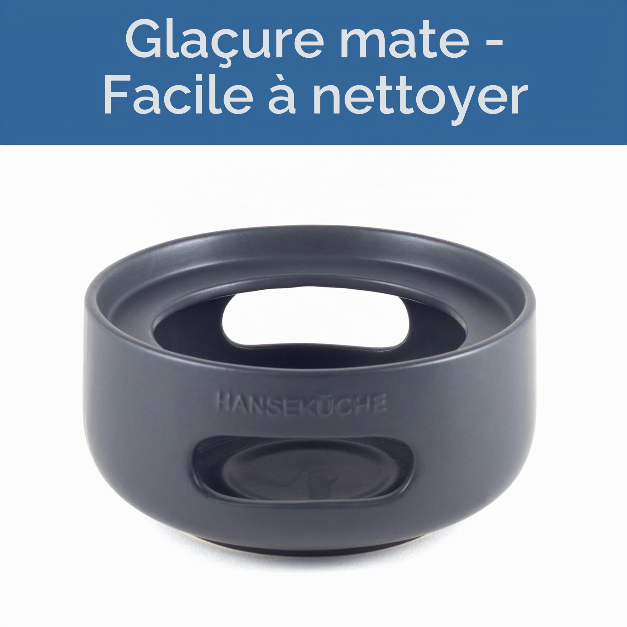 Hanseküche Théière avec réchaud – Théière de haute qualité avec infuseur amovible en acier inoxydable 304 – Design de récipient à thé pour thé en feuilles et sachets de thé, théière isotherme, noire