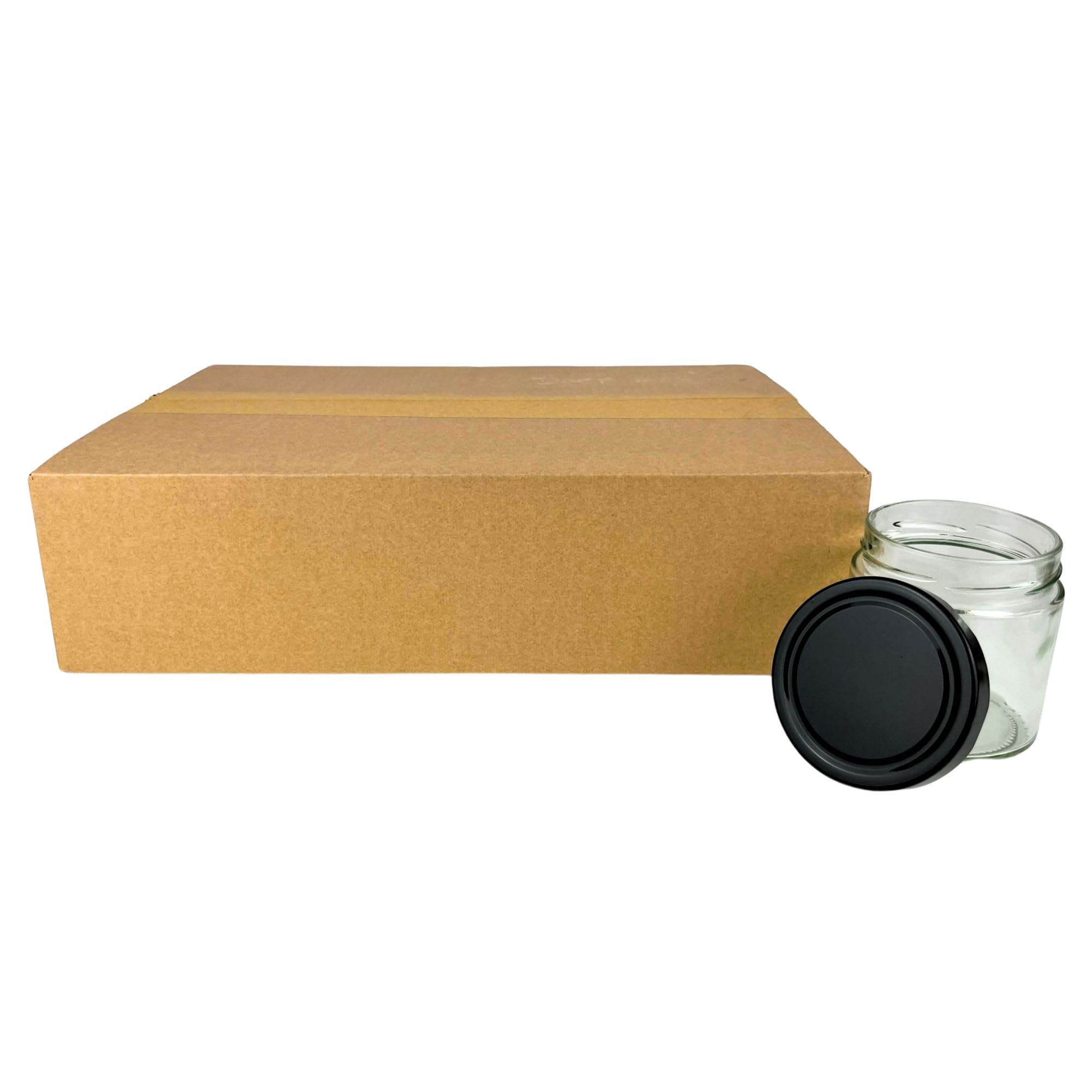 52x DEEP Twist Off Honigglas 500 g Rundglas Gläser für Honig Deckelfarbe Schwarz - glänzend
