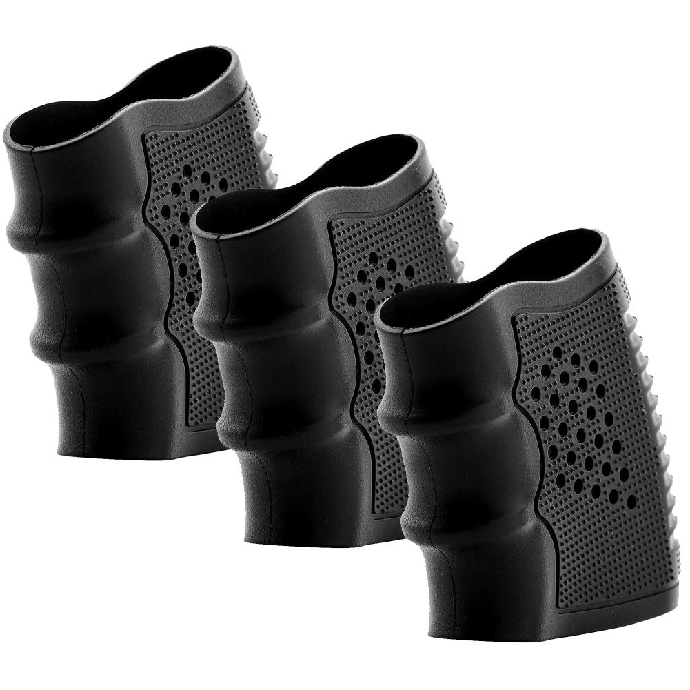 Fidragon Tactical Rubber Grips Glove Sleeve Slip-On Ventilated Grip Grips for Glock and Oher Pistol 3 Pcs Black…