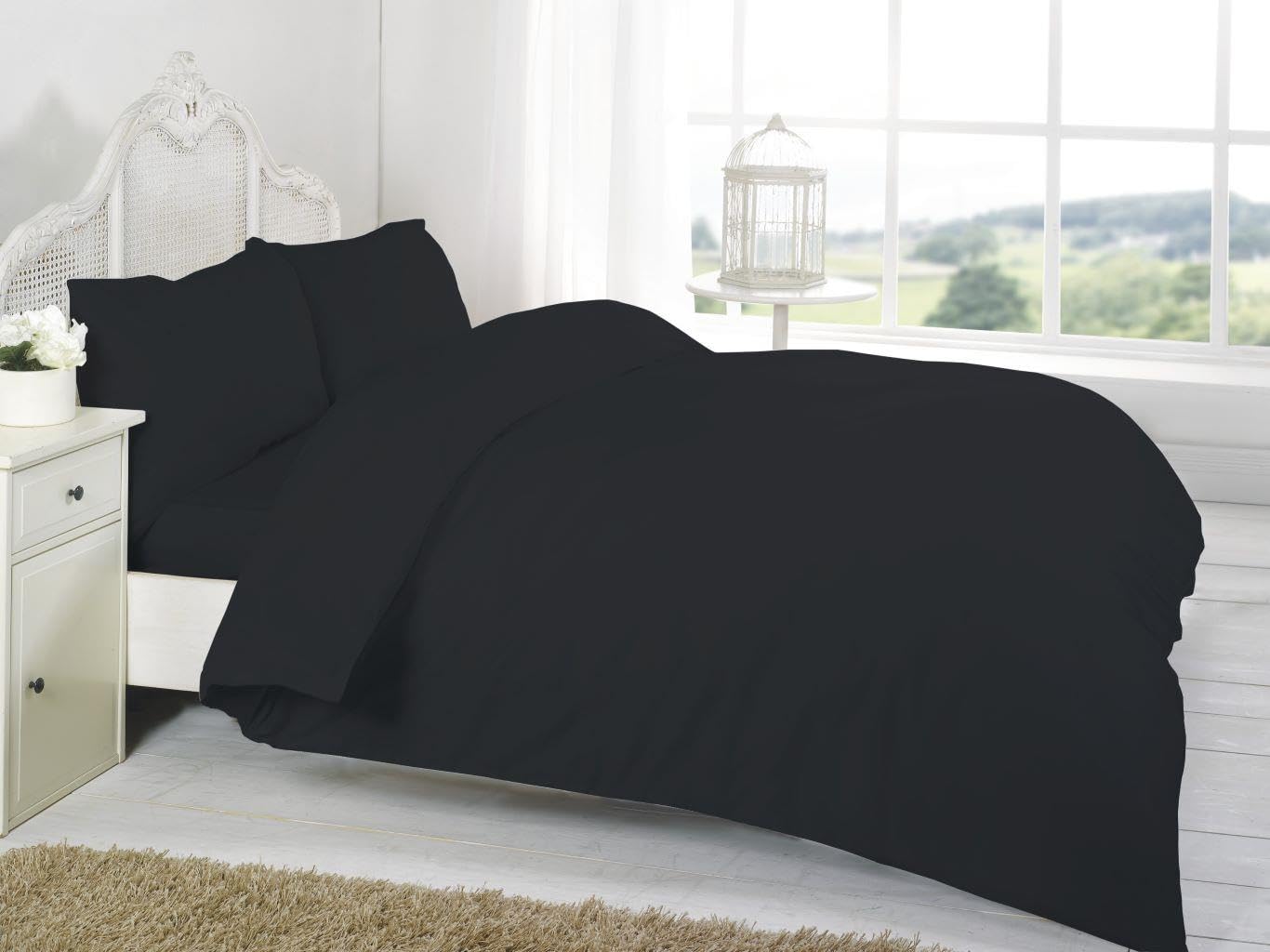 Kampala Hill 200 Thread Count Single Fitted Sheet Combed Egyptian Cotton Black