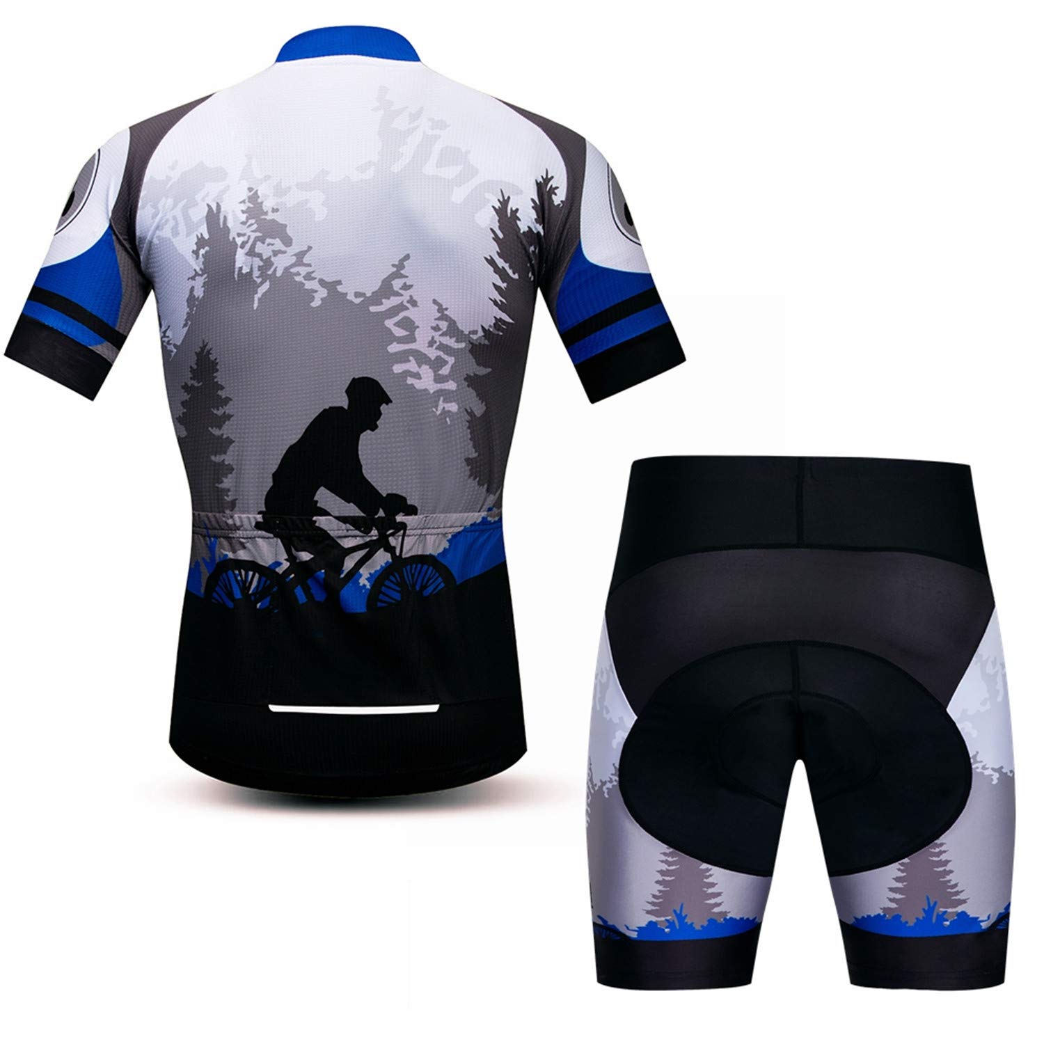 JPOJPO Men's USA Cycling Jersey Set Bike Short Sleeve +5D Padded Shorts Summer Quick-Dry S-3XL