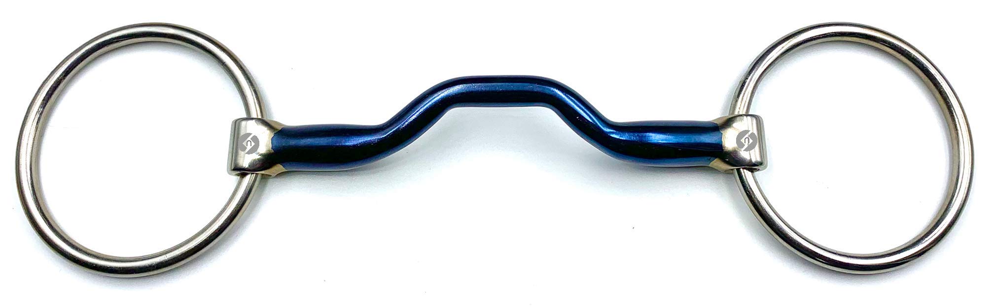 OTTE Ported Blue Sweet Iron Loose Ring Snaffle Bit Horse Bit (5.25")