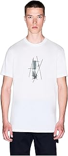 Armani Exchange Men's Center Graphic Logo Tee, Off White, Medium