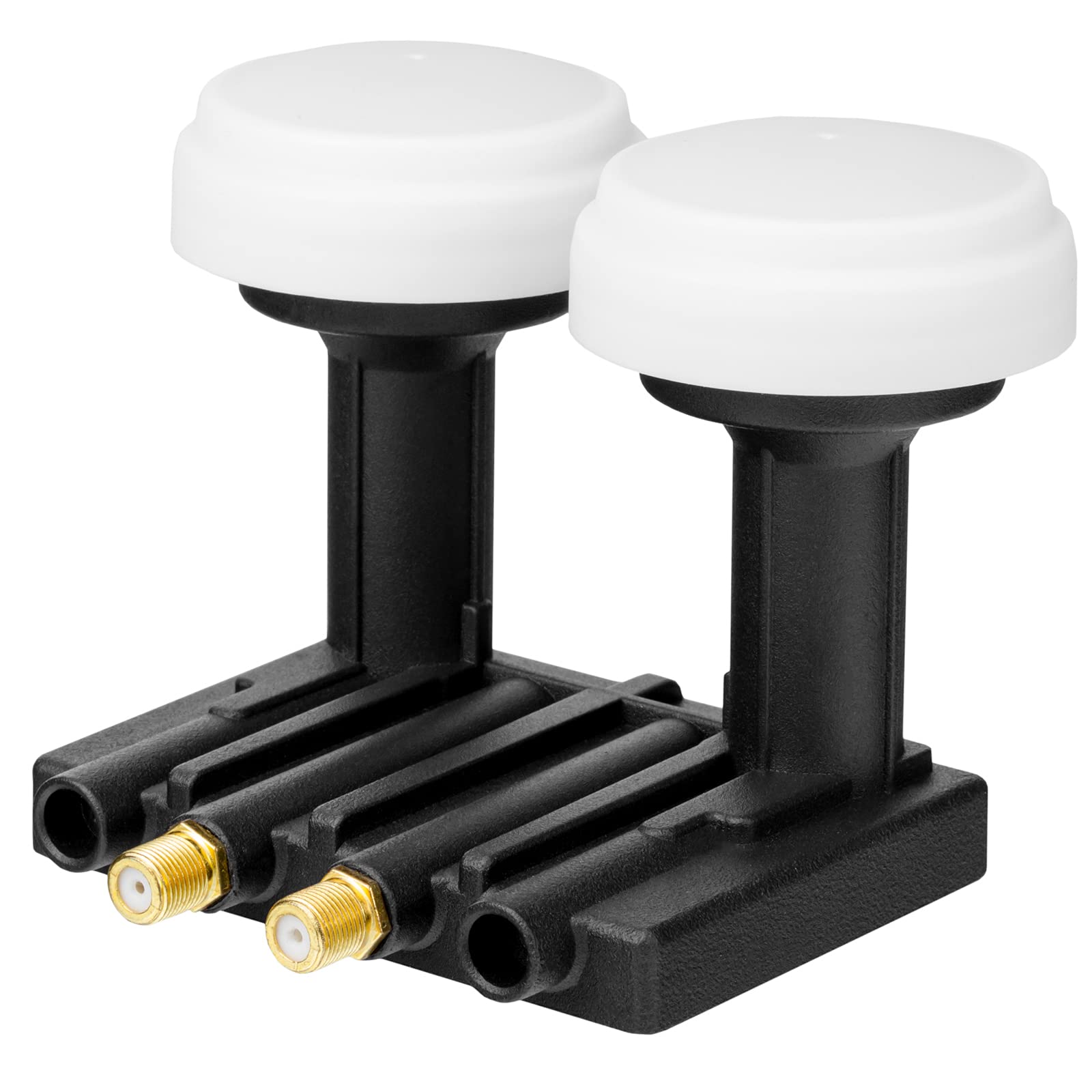 hb-digital LNB Twin LNB UHD MB 202 S LNC | pour 2 participants/récepteurs Direct & 2 satellites : Astra 19,2° Hotbird 13° Full HD TV 3D 4K Noir + 4x connecteurs F plaqués or + 2 douilles en caoutchouc