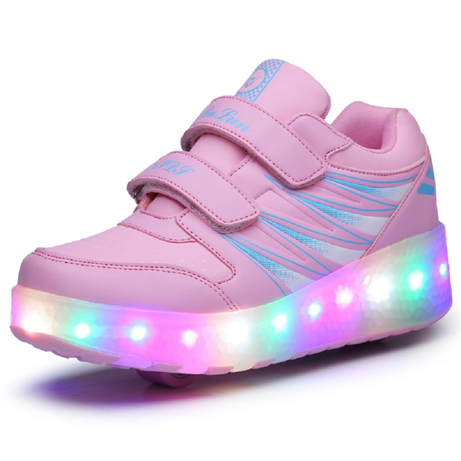 Garçon et Fille LED Lumières Clignotante Patins à roulettes Unique Double Rétractables Roues Rechargeables Skateboarding Shoes Outdoor Sports Gymnastique Sneakers Halloween Noël Cadeaux