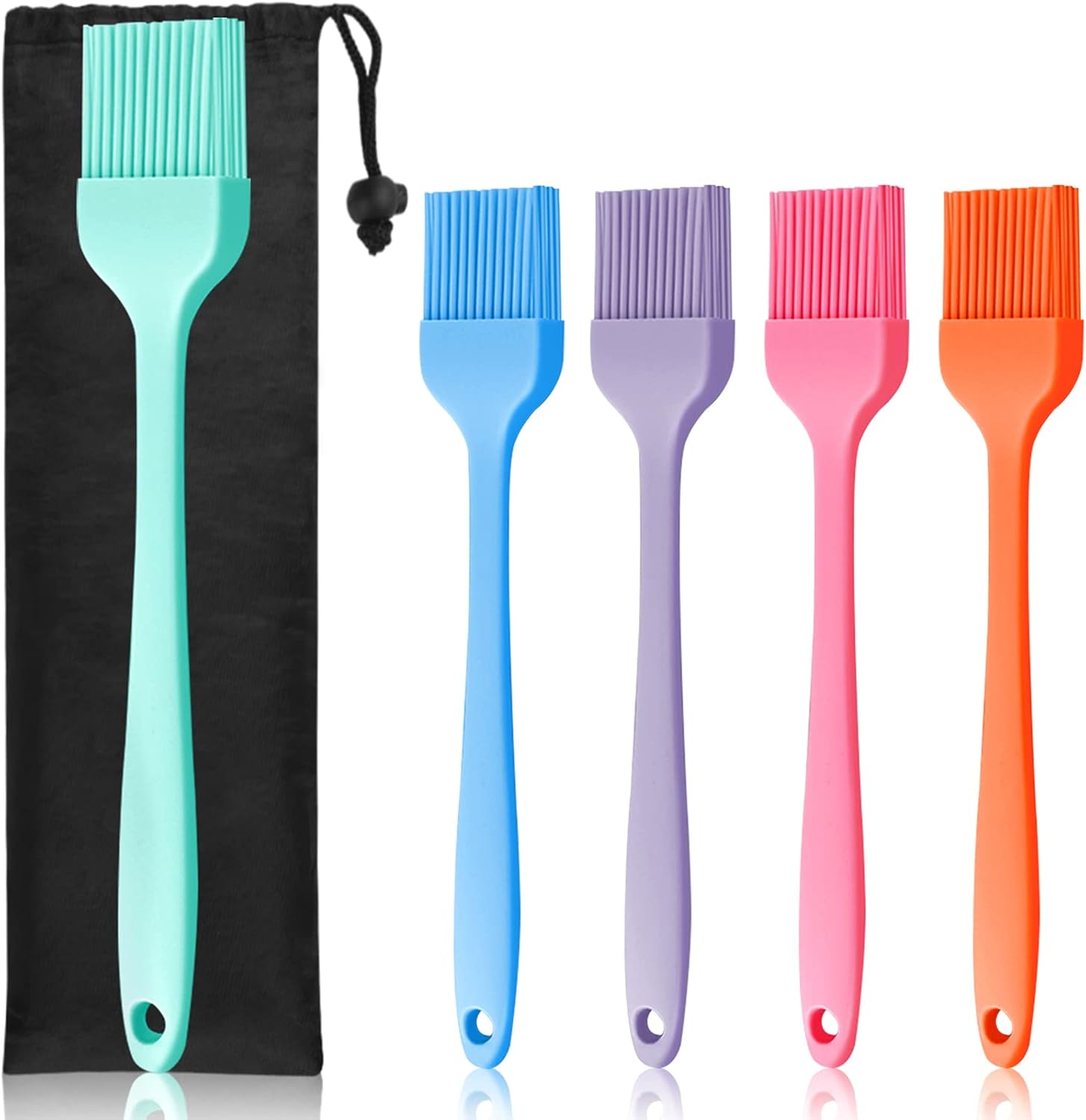 Silicone Pastry Basting Brush, Heat Resistant Cooking Brush for BBQ Grill Baking Kitchen Food Brush for Sauce Butter Oil, Dishwasher Safe, Set of 5 Multicolor : Patio, Lawn & Garden